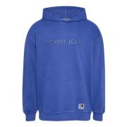 Tommy Hilfiger Blå Hoodie Tröja Avslappnad Passform Blue, Herr