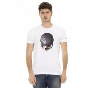 Trussardi Slim White Round Neck T-Shirt med Front Print White, Herr