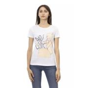 Trussardi Elegant Vitt Tryckt Rund Hals T-shirt White, Dam