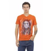 Trussardi Elegant Tee med V-ringning och Frontprint Orange, Herr