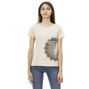 Trussardi Beige T-shirt med Frontprint Beige, Dam