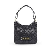 Love Moschino Quiltad Axelväska med Ikoniskt Logotyp Black, Dam