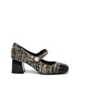 Roberto Festa Svart och vit tweed pumps Black, Dam