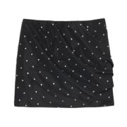 Pinko Rynkad Mini Kjol med Studs Black, Dam