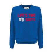 MC2 Saint Barth Blå Jacquard Crewneck Sweater Blue, Dam