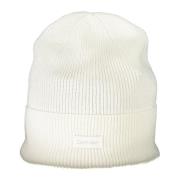 Calvin Klein Vit Broderad Logo Beanie Mössa White, Dam