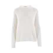 Max Mara Vit Cashmere Tröja med Monogram Broderi White, Dam