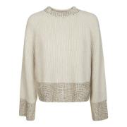 Golden Goose Raglan Boxy Crewneck Top Beige, Dam