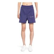 Palm Angels Blå Logo Track Shorts med Ränder Blue, Herr