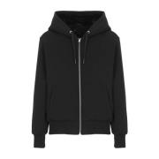 Moose Knuckles Svart Bomullsvadderad Sweatshirt med Huva Black, Dam