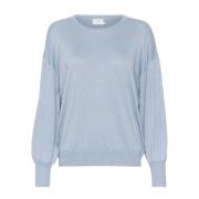 Kaffe O-Neck Knit Strik Faded Denim Blue, Dam