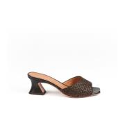 Testoni Vintage Peep-Toe Vävd Kalv Mule Brown, Dam