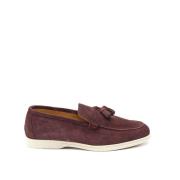 Testoni Suede Loafer med Tassels Purple, Dam