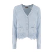 Ermanno Scervino Blommig Applikation Cardigan Blue, Dam