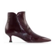 Mara Bini Burgundy Läder Ankelboots med Spetsig Tå Red, Dam