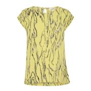 Soaked in Luxury Endive Traces Top Blus Yellow, Dam