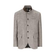 Luis Trenker Ull Blazer Elegant Passform Ståkrage Gray, Herr