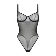 Anine Bing Logo Bodysuit Black, Dam