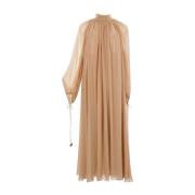 Chloé Silk Georgette Maxi Klänning Brown, Dam