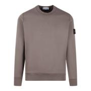 Stone Island Logo Crewneck Sweatshirt Fw24 Regular Fit Brown, Herr