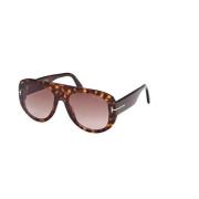 Tom Ford Gradient Bordeaux Solglasögon Mörk Havana Båge Brown, Dam