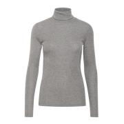 Kaffe Rollneck T-Shirt Grå Melange Gray, Dam