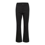 Kaffe Flared Chino Byxor Svart Djup Black, Dam