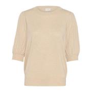 Kaffe Stickad Pullover Vetiver Beige, Dam