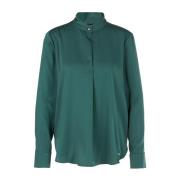 Marc Cain Blus med rynkad ståkrage Green, Dam