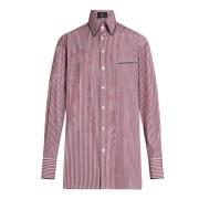 Etro Randig Jacquard Skjorta med Sammet Kant Pink, Dam