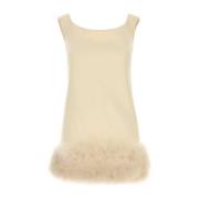 Blumarine Elegant Ivory Crepe Mini Dress White, Dam