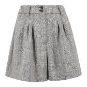 Golden Goose Veckad Herringbone Ull Shorts Gray, Dam