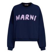 Marni bomullssweatshirt med tryck Blue, Dam