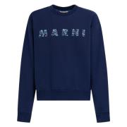 Marni bomullssweatshirt med mönstrat tryck Blue, Herr