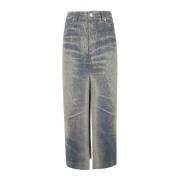 Darkpark Jacquard Denim Kjol Blue, Dam