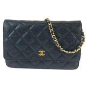 Chanel Vintage Pre-owned Laeder crossbodyvskor Black, Dam