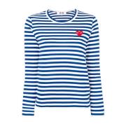 Comme des Garçons Play Randig långärmad T-shirt Blue, Dam