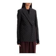 Lanvin Dubbelknäppt Plumetis Ull Blazer Gray, Dam