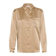 Saint Tropez Oversize Skjorta Bluser Dune Beige, Dam