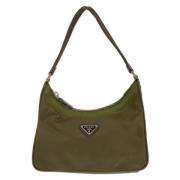 Prada Vintage Pre-owned Canvas handvskor Green, Dam