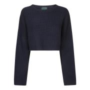 Jejia Kort Pullover Tröja Blue, Dam