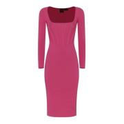 PINKO Fuchsia Square Neck Midi Klänning Pink, Dam