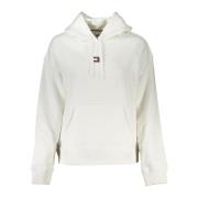 Tommy Hilfiger Vit hoodie med logotypapplikation White, Dam