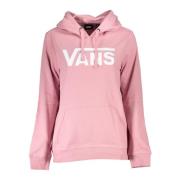 Vans Rosa hoodie med central ficka och tryck Pink, Dam