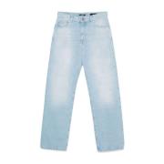 Balmain Denim Straight Leg Trousers Blue, Herr