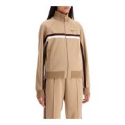 Salvatore Ferragamo Stilren High-Neck Zip Sweatshirt Beige, Dam