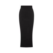 Jil Sander Svart Ribbstickad Slim Fit Kjol Black, Dam