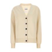 Jil Sander Ivory Bomullsblandning Kofta White, Dam