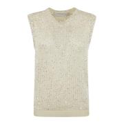 Golden Goose Paljett Mesh Tank Top Beige, Dam