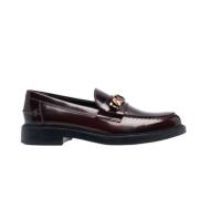 Tod's Guldton Läder Loafers med Logo Plaque Red, Dam